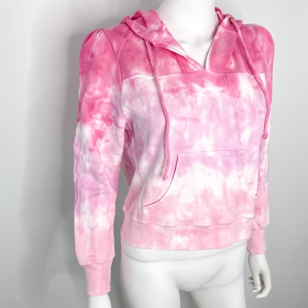 LoveShackFancy Kirby Tie Dye Sweatshirt Hoodie in Linear Bubble Gum Pink Size M - Picture 6 of 16